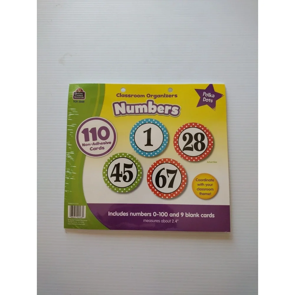 Teacher Created Resources 110 Non Adhesive Cards Polka‎ Dots Number